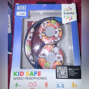 Two Altec Lansing Kids Safe Wired Headphones - Blue and Multicolor